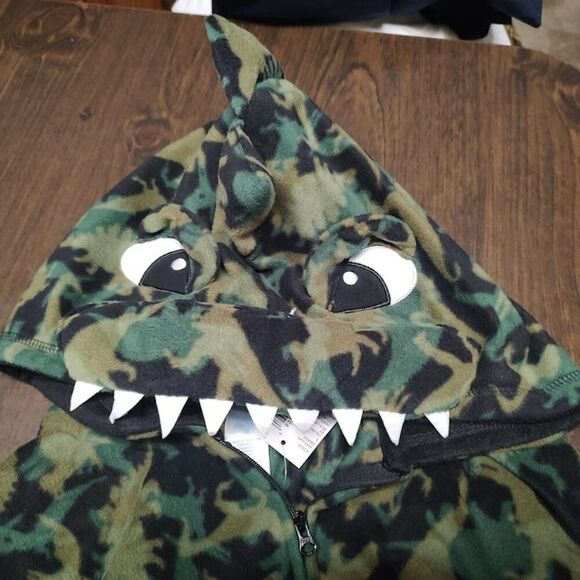 New The Children's Place Hooded Green Dinosaur One Piece Sleeper Boy's XXL 16 - Picture 4 of 4